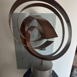 Curtis Jere Kinetic Sculpture: Enameled Steel Fluid Spiral, Circa