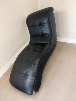 Black Faux Leather Chaise Lounge Chair