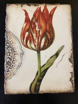 SID DICKENS T-98 SCARLET Tulip Memory Block Tile Wall Art- Retired