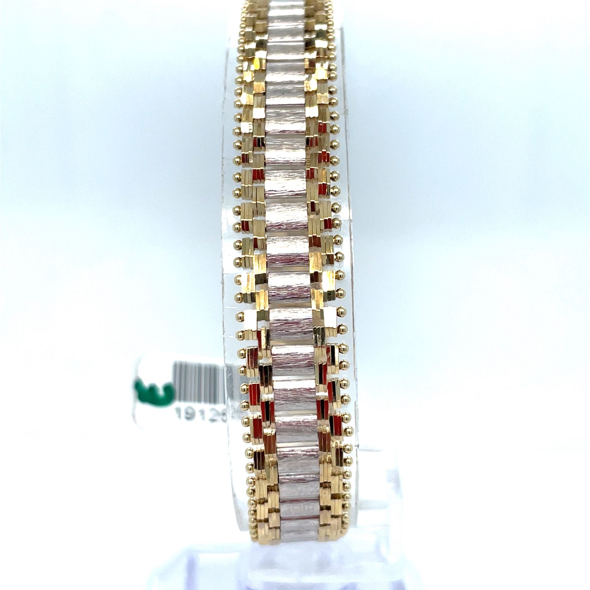 14Kt Two Tone Gold 7.5” Rolex Weave Style Bracelet 19.00g 10.7mm 192157/12