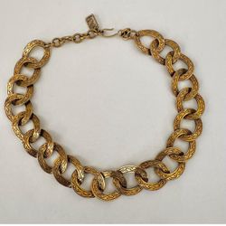 Yves St Laurent Gold Tone Vintage Chain Link Necklace 