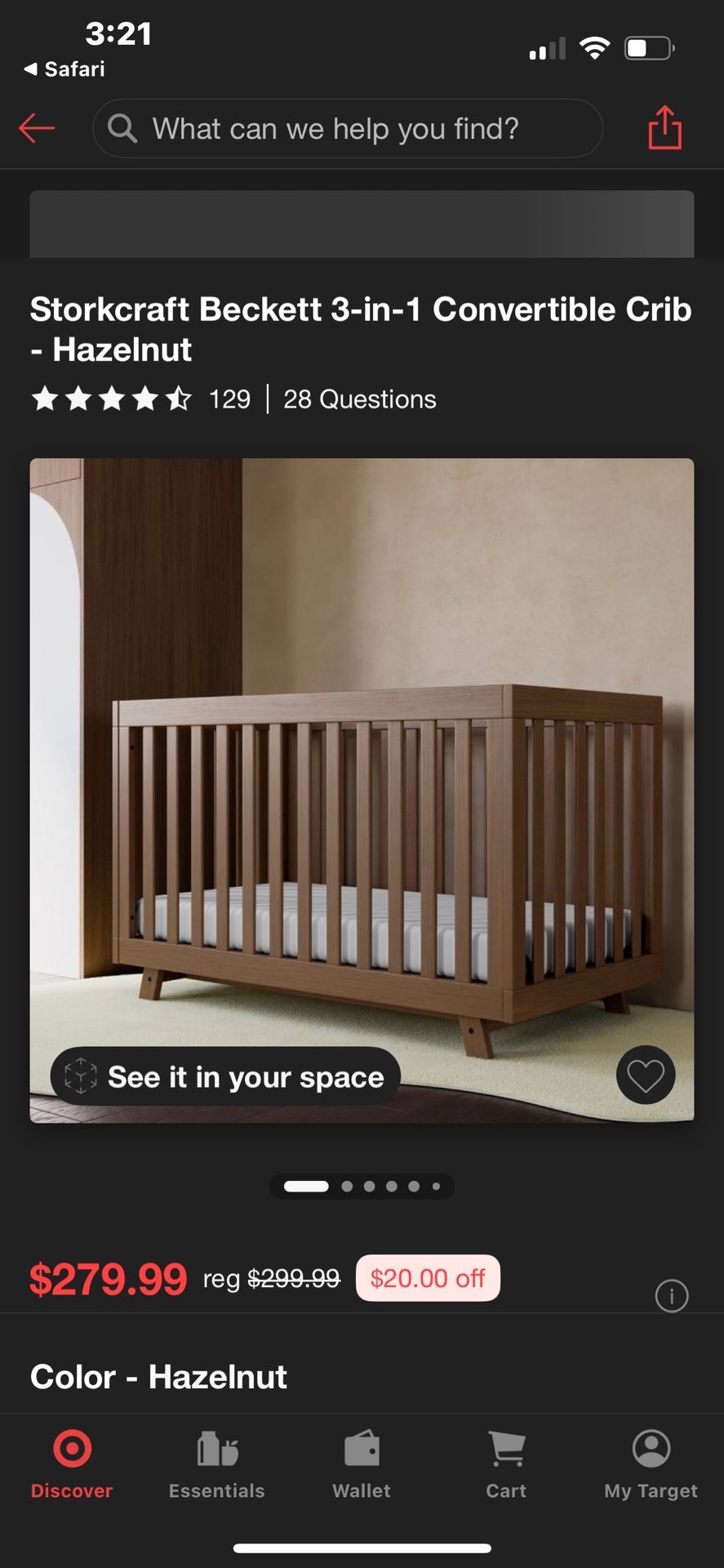 Storkcraft Beckett 3-in-1 Convertible Crib - Hazelnut