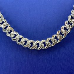 925 Sterling Silver 22” Miami Cuban Pyramid Style Necklace 62.00g 6.9mm 194050/3