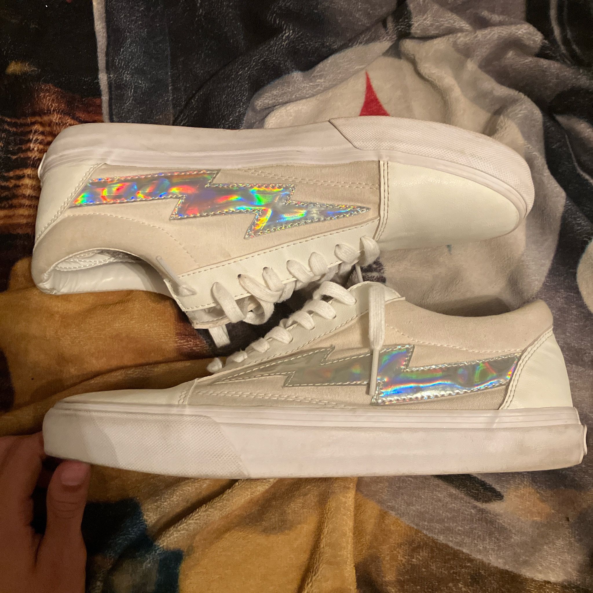 Revenge X Storm Low Top Sneaker White Bolt Hologram Flame