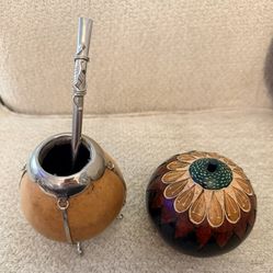 Yerba Mate Gourd and Bombilla Set & Decorative Hand-Carved Gourd