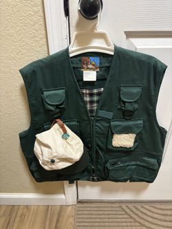 Rio Bravo fishing vest men’s large multi pocket tactical with hat