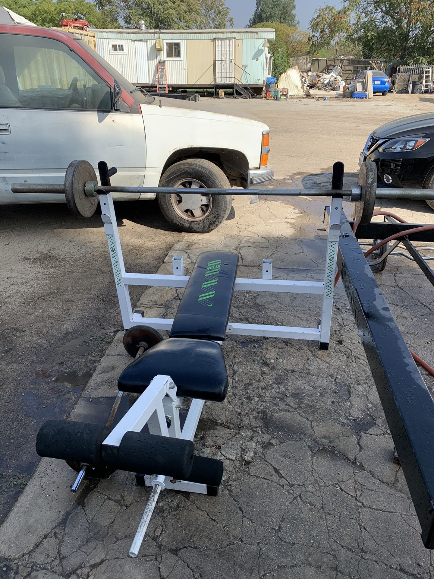 Bench with Olympic bar