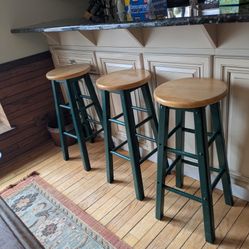 3 Wood Stools Great Condition