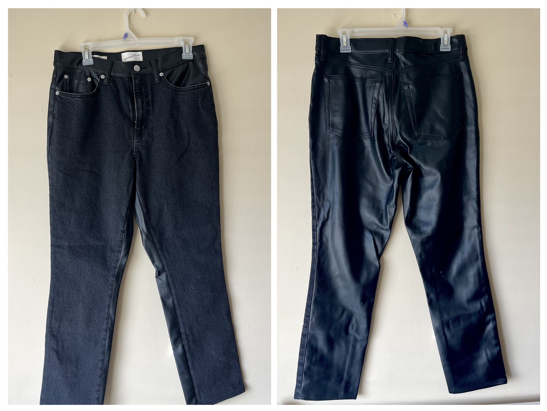 New demins Pants With Imitation Leather On The Back