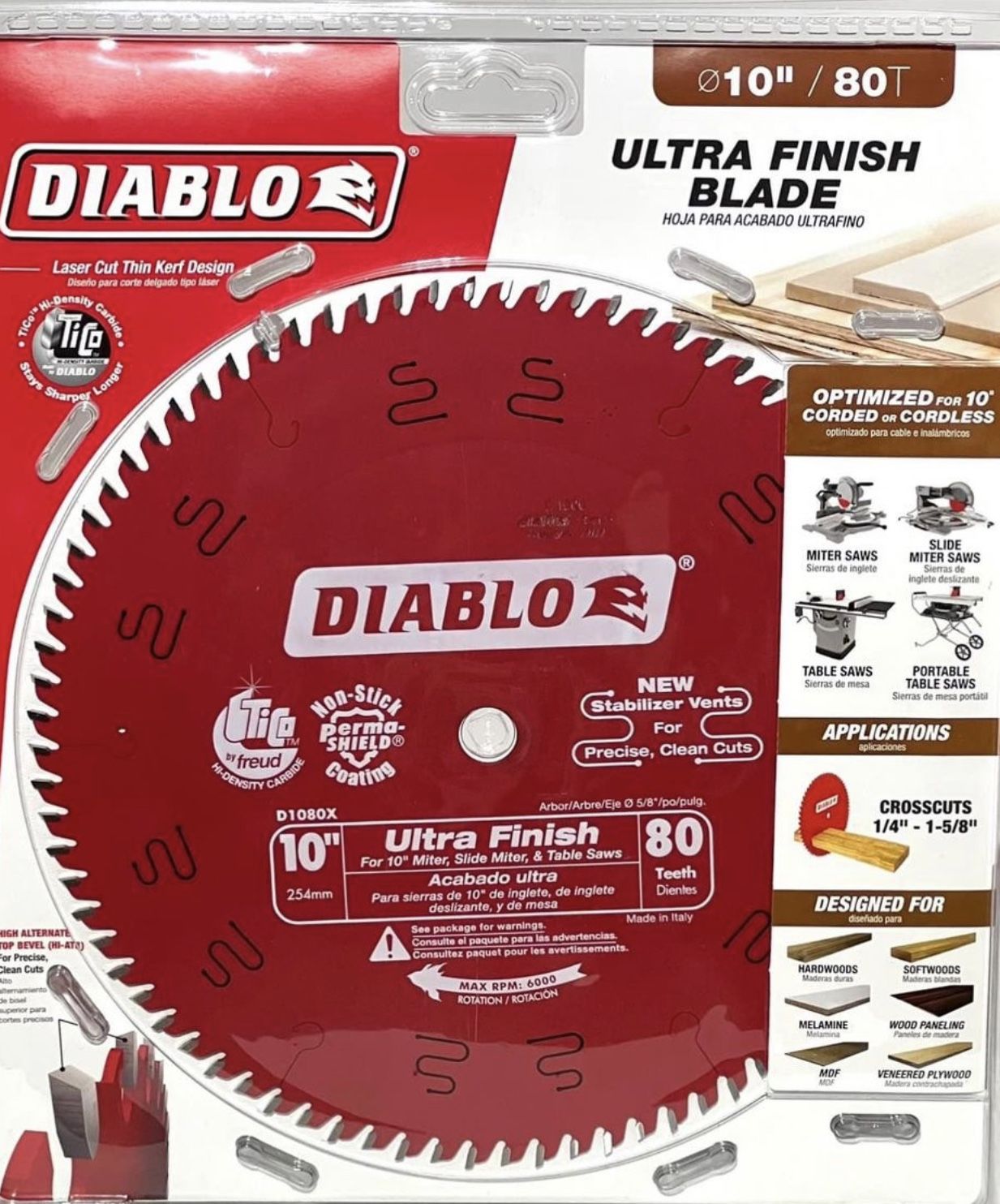 DIABLO 10 in. x 80-Tooth Ultra Finish Circular Saw Blade