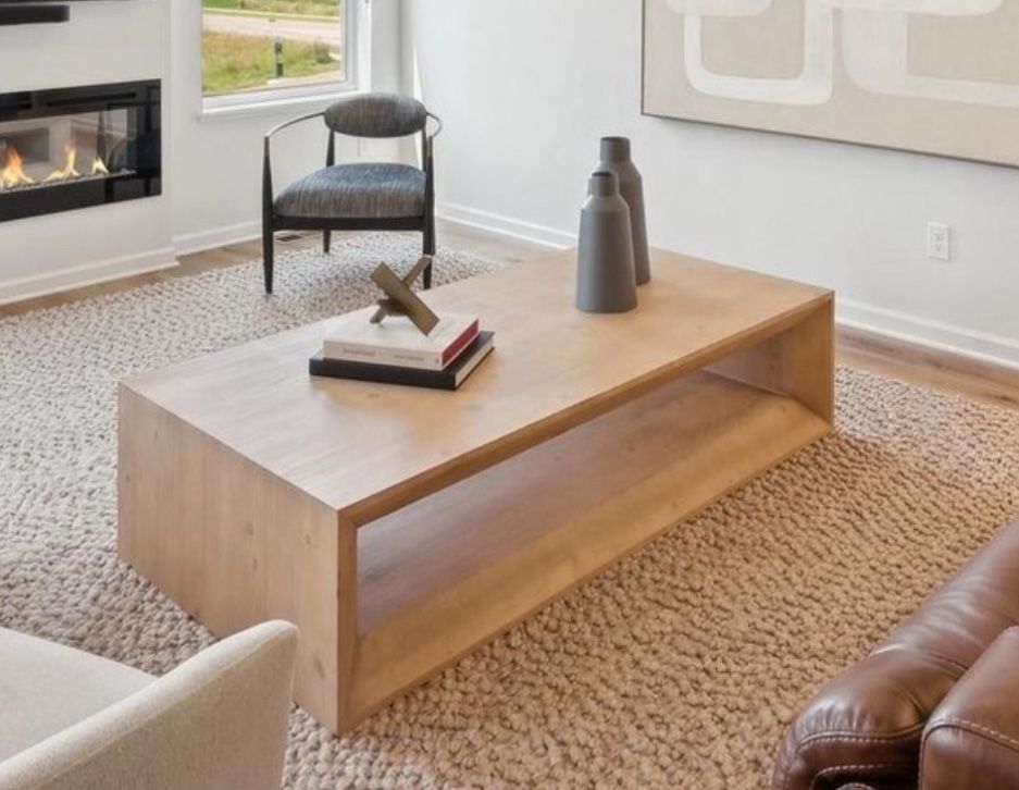 Vernon Natural Pine Wood 68" Rectangular Coffee Table with Shelf