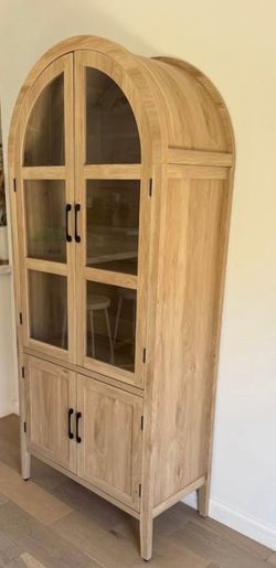 Arched Wood and Glass Display Cabinet