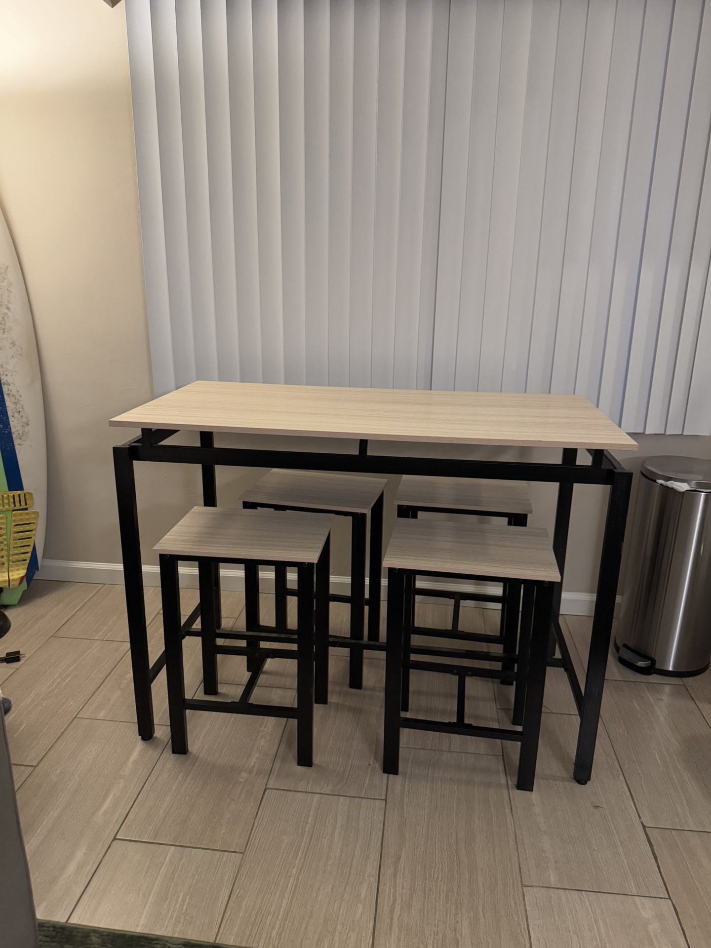 Wood and metal dining set 