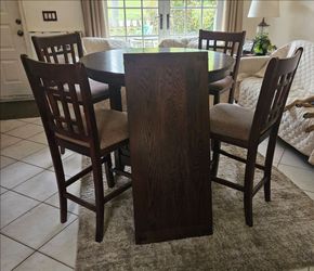 Contemporary counter height wood dining set w/ chairs