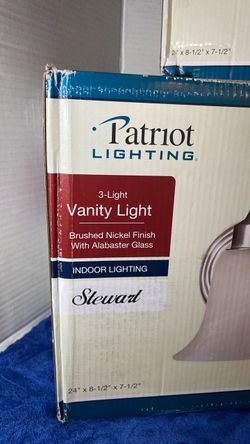 Two unopened boxes,Patriot Lighting Stewart 3-Light Vanity Light