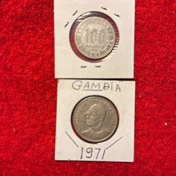 Gambia 50 Bututs 1971,gabon 100. Francs -1984 Coins