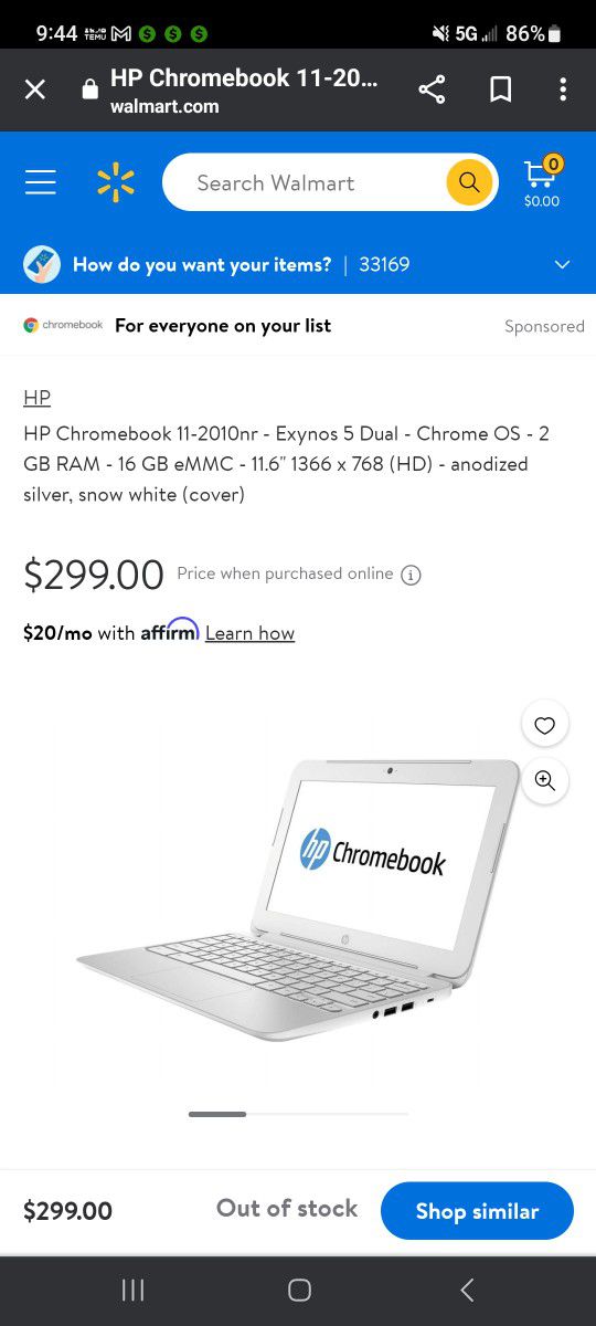 HP Chromebook 11-2010nr - Exynos 5 Dual - Chrome OS - 2 GB RAM - 16 GB eMMC - 11.6" 1366 x 768 (HD) - snow white (cover)
