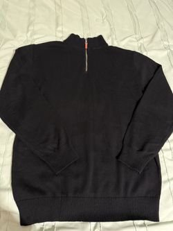 Black Quarter-Zip Knit Sweater Pullover | Ribbed Mock Neck | Men’s