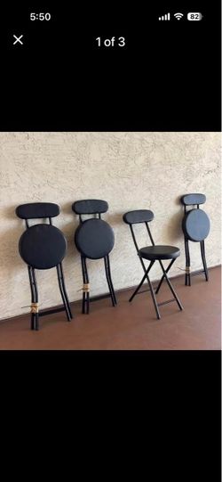 $20 Each - One New Comfortable Black Portable Slim Thick Padded Basic Folding Chair 18” Seat Height
