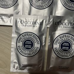French L'Occitane En Provence Enriched w Shea Refreshing Cloths~33 pieces, cleanses and refreshes