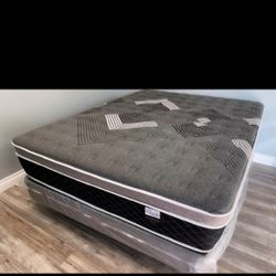 Full Oasis Thermal Comfort Europillow Top 12inch Mattress And Boxspring!!