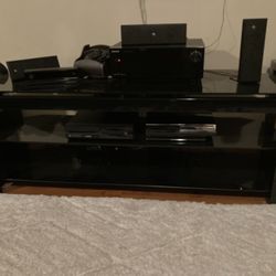 Black Glass Tv Stand 58” Wide