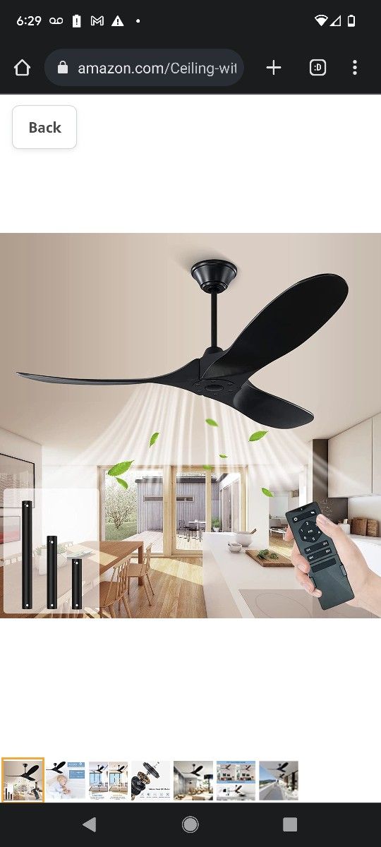 $120 WLLUIO BLACK CEILING FAN