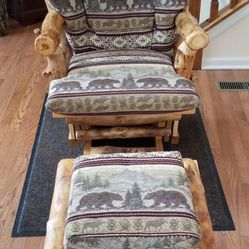 Log  Chair and Ottoman 