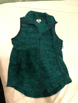 New with tags old navy teal zip front fleece vest ladies size s small