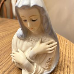 Vintage Ceramic Virgin Mother Mary Planter By Shafford Japan #4155