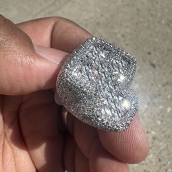 Silver Iced Out Cz Cross Ring