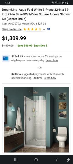 Dreamline Aqua Fold 32 Complete Shower Kit New In Box