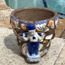 Gorgeous Handmade Mosaic  Planter Garden Flower Pot Made with Vintage China and Ceramic Pieces.