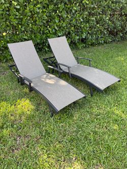 SunVilla Sling Wave Chaise Lounge with Adjustable Armrests, 2-pack