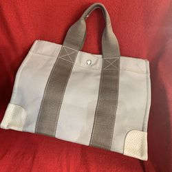 Hermes Beige Canvas ferre Toute Tote GM With Pouch