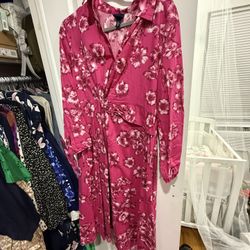 Scoop NYC Pink Floral Midi Dress