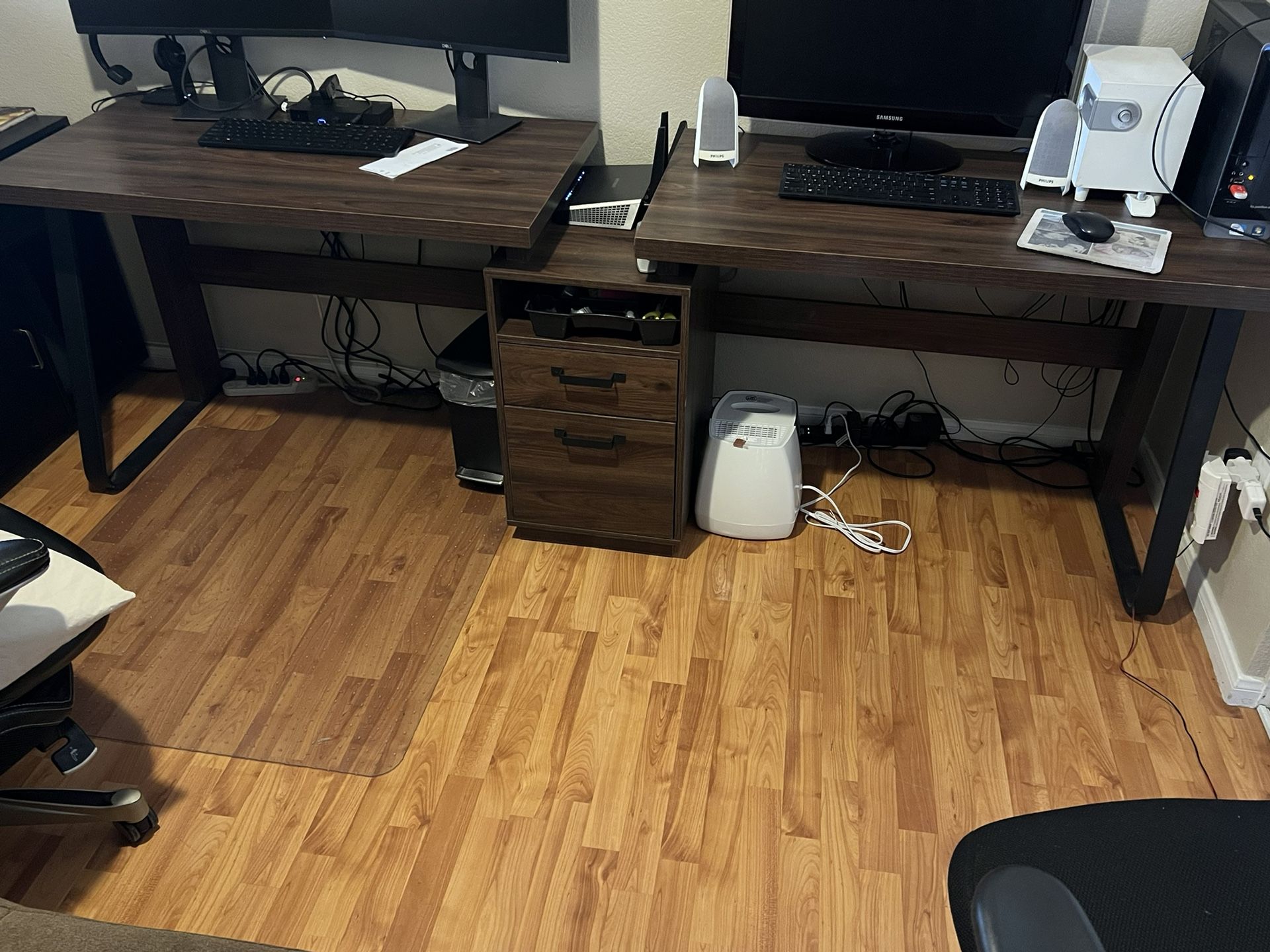 Dual Computer Desk with Drawers