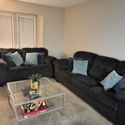 New Table and 2pc Tripoli Gray Sofa 