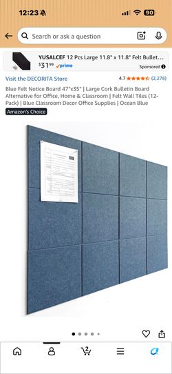 Blue Felt Notice Board 47"x35"