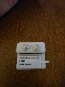 Heart shaped Sterling sliver with Moissanite earrings