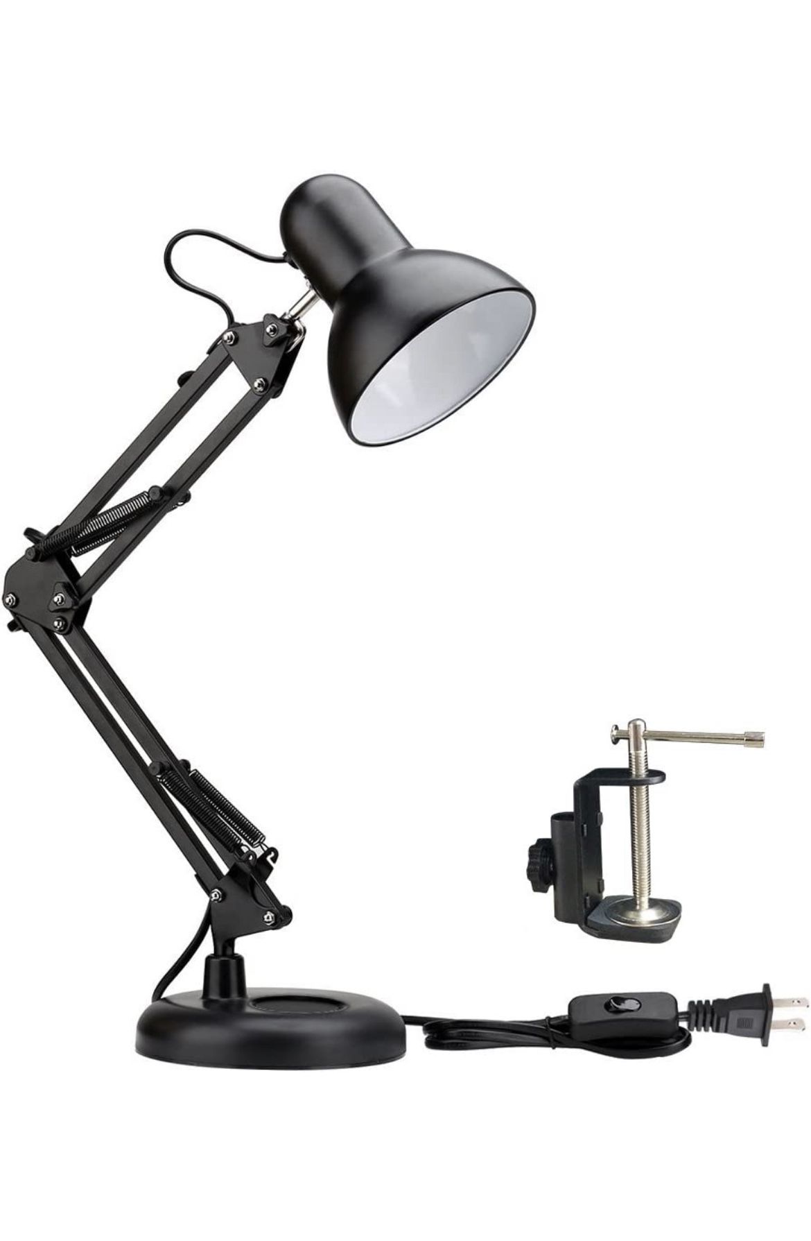 ShellKingdom Architect Task Lamp, Adjustable Swing Arm Desk Lamp with Clamp, Classic Desk Lamp for Home Office Reading (white with rose gold)