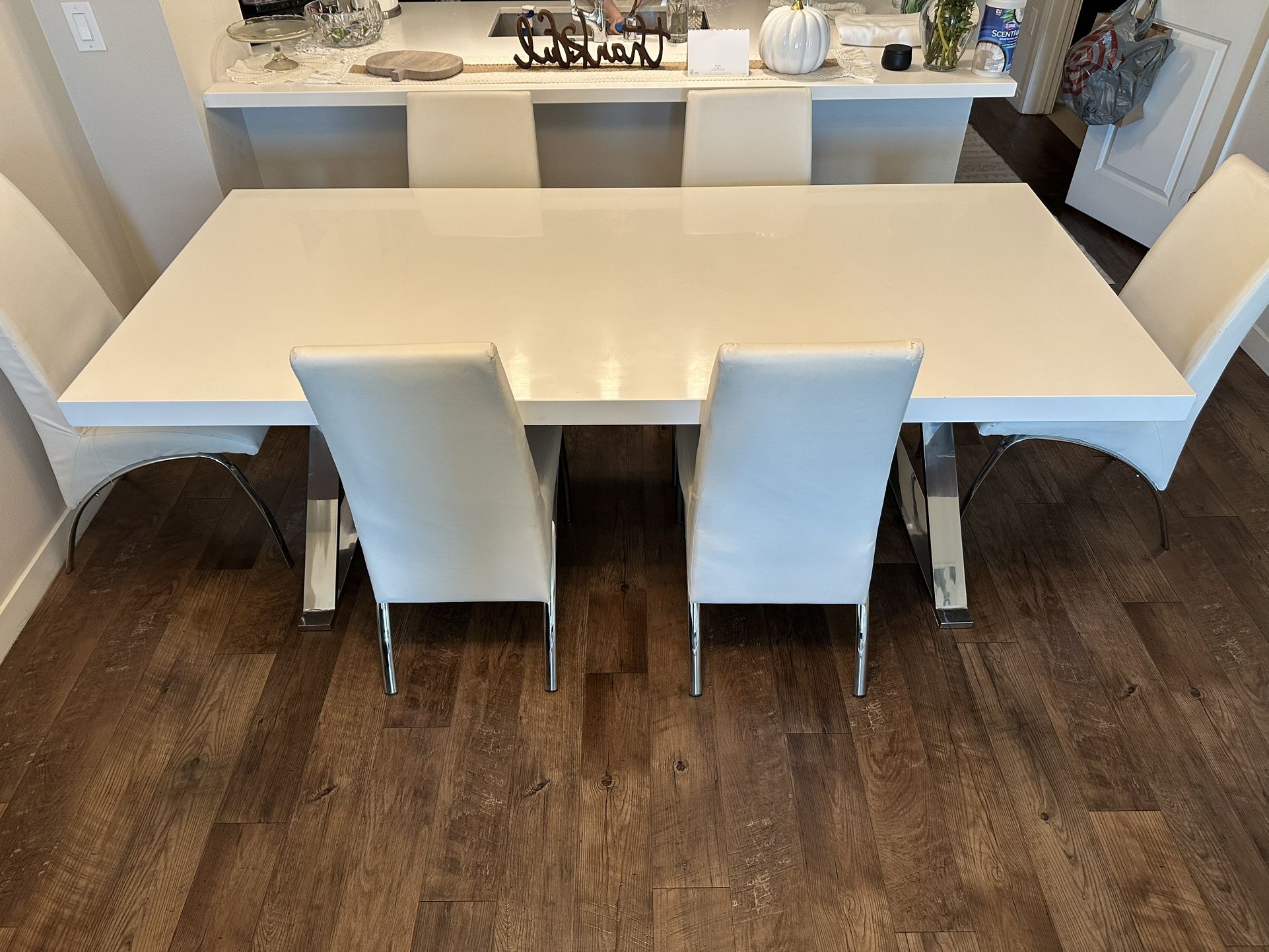 Large White Dining Table Set