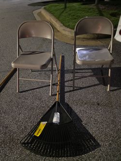 2 chairs and 1 rake