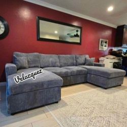 ✅️✅️4 pc  corduroy fabric sectional sofa with double chaise ✅️✅️
