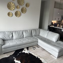 Natural Leather 2-piece Sectional Sofa