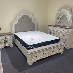 Realyn Solid Wood Bedroom Furniture Set Queen/King Size Bed, Dresser Mirror Nightstand Chest Mattress 👉 PLEASE ASK FOR JON GREEN WHEN YOU ARRIVE!