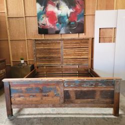 Distressed Solid Wood King Bed and Dresser Set