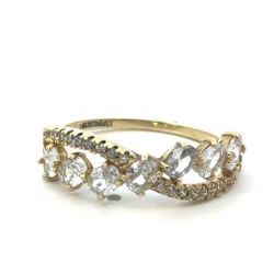 Woman’s Ladies 10k Yellow Gold White Stone Band Ring Size 8 GP3126877