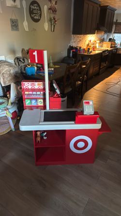 Target Pretend Play Grocery Store Checkout Set with Groceries, Red Plastic,