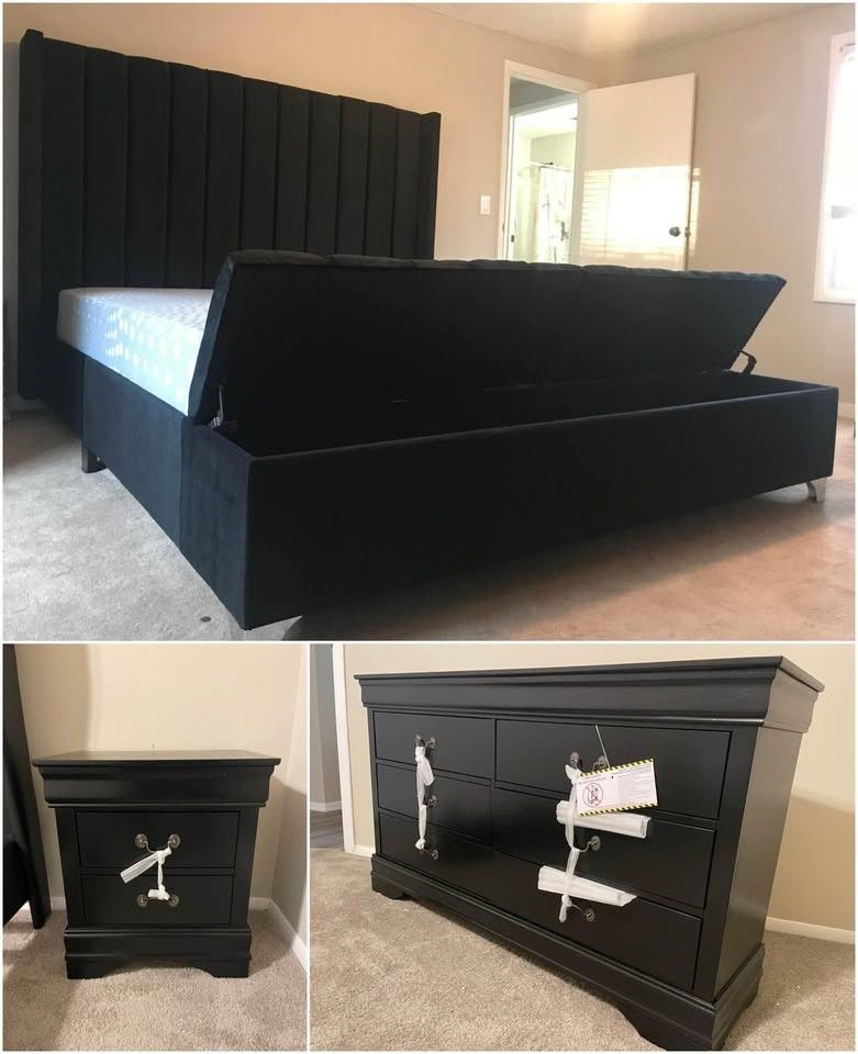 BRAND NEW QUEEN SIZE STORAGE BED, DRESSER AND NIGHTSTAND $1175! !